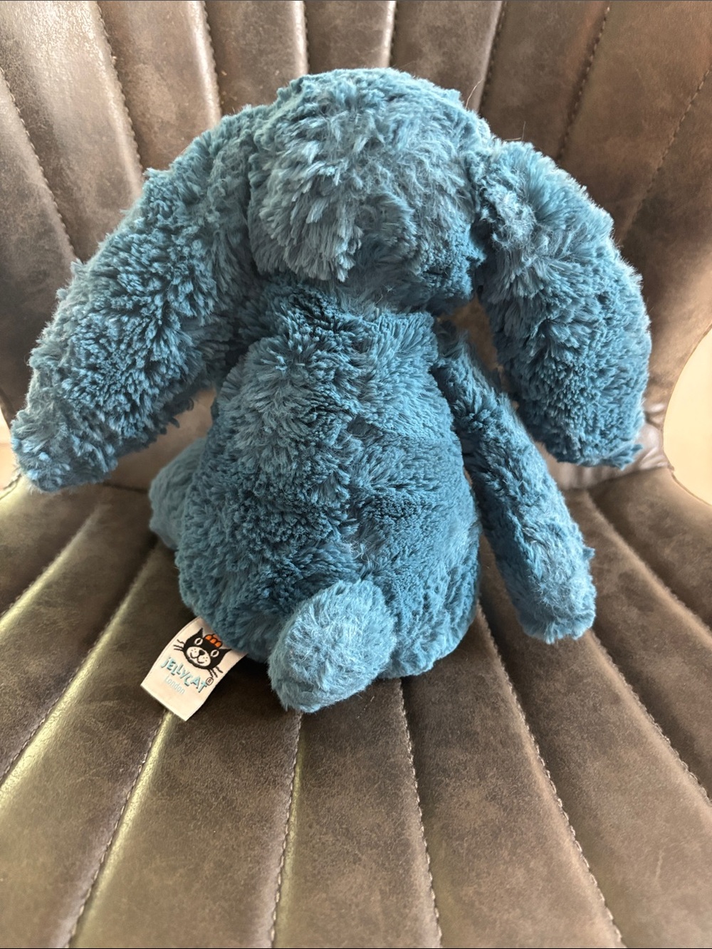 Jellycat Teal Blue Plush Bunny with Pink Nose - Picture 3 of 3